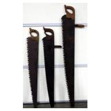 Vintage One-Man Logging Saws, Qty 3, 53" And 40" Blades