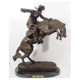 Frederic Remington (American, 1861-1909), "Bronco Buster" Bronze Statue, 24" High, Marble Base