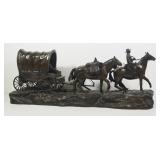 R. Clark Bronze Statue After Charles M. Russell (American, 1864-1926), "Covered Wagon", 13" High x 3