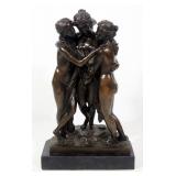 Antonio Canova (Italian, 1757-1822) "The Three Graces" Bronze Statuette, 12.75" High