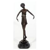A. Carrica After Pierre Le Faguays (Fayral) "Dancer With Hoop" (No Hoop), Bronze Statuette, 14.75" H