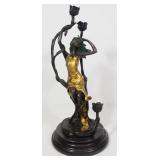 Miguel Fernando Lopez (Milo) (Portuguese, 1955 - ), Bronze Statuette Candle Holder Of Girl Holding L