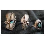 Mens And Womens Sterling Silver Opal And Turquoise Rings Qty 3, Sizes Unknown