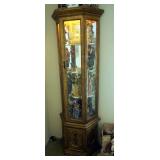 Lighted 2 Door Curio Cabinet With Mirrored Back And Glass Shelves, 72" x 26" x 11"
