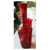 Vintage Ruby Red Glass Stemware Set With Decanter, Qty 12 Pieces