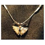 Sterling Silver Beaded 16.5 Inch Necklace With Butterfly Pendant