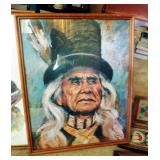 Native American Framed Prints Including Mother And Child, Tribe Elder In Hat, And Soldier, 21" x 17"
