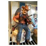 Melody In Motion, Battery Operated Musical, Hand Painted Bisque Porcelain Cowboy And Clown