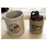 Blue Band Stoneware Jug Table Lamp 19" Tall, Lowry City Missouri Crock, And Ehrle Bros Winery Jug