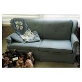 Upholstered Lean Back Two Cushion Sleeper Sofa, 34"x70"x32", Includes Throw Pillows And Woven Throw
