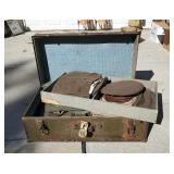 Vintage US Military Uniforms, Duffle Bag, And Metal Storage Chest