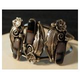 Sterling Silver And Natural Stone Cuff Bracelet With Matching Ring