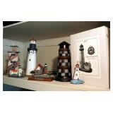 Lighthouse Collection, Including Lefton Historic American Light House Figure, Stained Glass Style Li