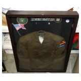 Framed Under Glass Vintage U.S. Army Uniform Jacket & Hat, 30" X 23.5" X 3.5" And White House Recept