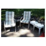 Metal Patio Chairs, End Tables With Tray Tops, And More, Qty 5 Pieces Total