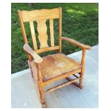 Vintage Solid Oak Rocking Chair