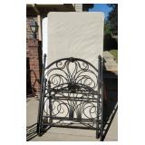 Metal Framed Twin Headboard, Footboard, Mattress, And Box Spring, No Side Rails