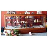 Antique Robert J Goldsmith Solid Wood Glass Display Case With Beveled Glass Top And Sliding Glass Do