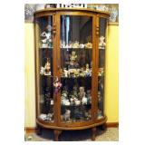 Curved Glass Solid Wood Curio Cabinet With Glass Shelves, 56"x34"