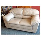 Beige Leather Loveseat, 32"x60"x34"