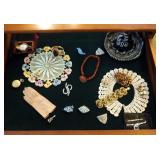 Costume Jewelry Including Waltham Pocket Watch With Carrying Case, Rhinestone Broaches, Bracelets, C