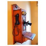 Antique North Electric Co. Wall Mounted Telephone, 26"x9"x12"