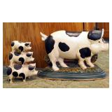 Painted Cast Iron Pig Doorstops Qty 2, 9"x12" And 7"x5"