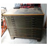 Vintage Hamilton Economy Heavy Duty Steel 10 Drawer Map Cabinet, 38" x 41" x 31"