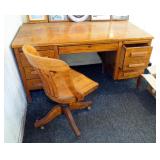 Antique 6 Drawer Desk 30" x 60" x 32" With Matching Rolling Chair