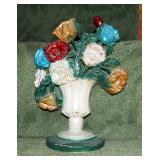 Antique Cast Iron Floral Bouquet Doorstop 11" Tall