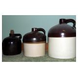 Antique Pottery Jugs Qty 3, Quart - 1 Gallon