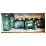 Green Glass 7-Piece Canister Set