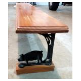 Cast Iron Pig And Wood Wall Shelf, Approx. 3