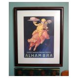 Framed Matted Under Glass "Alhambra" Print 22"x18" And Wood Star Wall Hook 17"