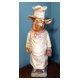 Painted Cast Chef Pig Coin Bank, 25" Tall