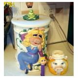 Vintage Miss Piggy And Kermit Henson Cookie Jar 12" Tall, McDonald