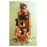Decorative Antique Crank Telephone With Mohare Bearington Bear