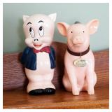 Ceramic Porky Pig Piggy Bank Marked TM Copyright 