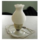 Hobnail Milk Glass Vanity Lamp, Milk Glass Tray And Stemmed Dish, Art Glass Bud Vase, And Carnival G