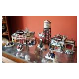 Harley Davidson Dept 56 Snow Village Set, Includes Dealership, Garage, Watertower, Sign, Motorcycles