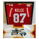 Travis Kelce Signed 29" X 33" Custom Framed Jersey, JSA COA