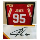 Chris Jones Signed 29" X 33" Custom Framed Jersey, Beckett COA