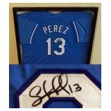 Salvador Perez Signed 29" X 33" Custom Framed Jersey, JSA COA