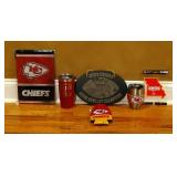 Kansas City Chiefs Cups, Tin Sign, Sticker, And Koozie