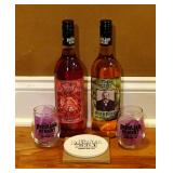 Peculiar Winery, 2 Bottles Of Wine, 2 Glasses And Coaster