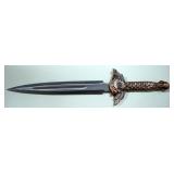 Dagger With Brass Eagle Hilt And Handle, 13.25" Blade, With Leather Sheath