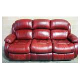 Leather Sofa With Recliners On Each End And Stationary Center Section, Approx 42" High x 82" Long
