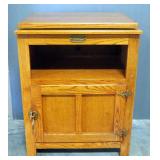 Surewood Oak Cabinet With Swivel Top, Open Shelf And Lower Compartment With Hinged Door, 34.75" High