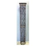 Wire Pedestal With Reed And Wood Top, 63" High x 10.25" Diameter Top