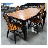 Dining Table With 4 Matching Chairs, Made Of Ash But Stained Cherry And Black, Table Is 29.5" High x